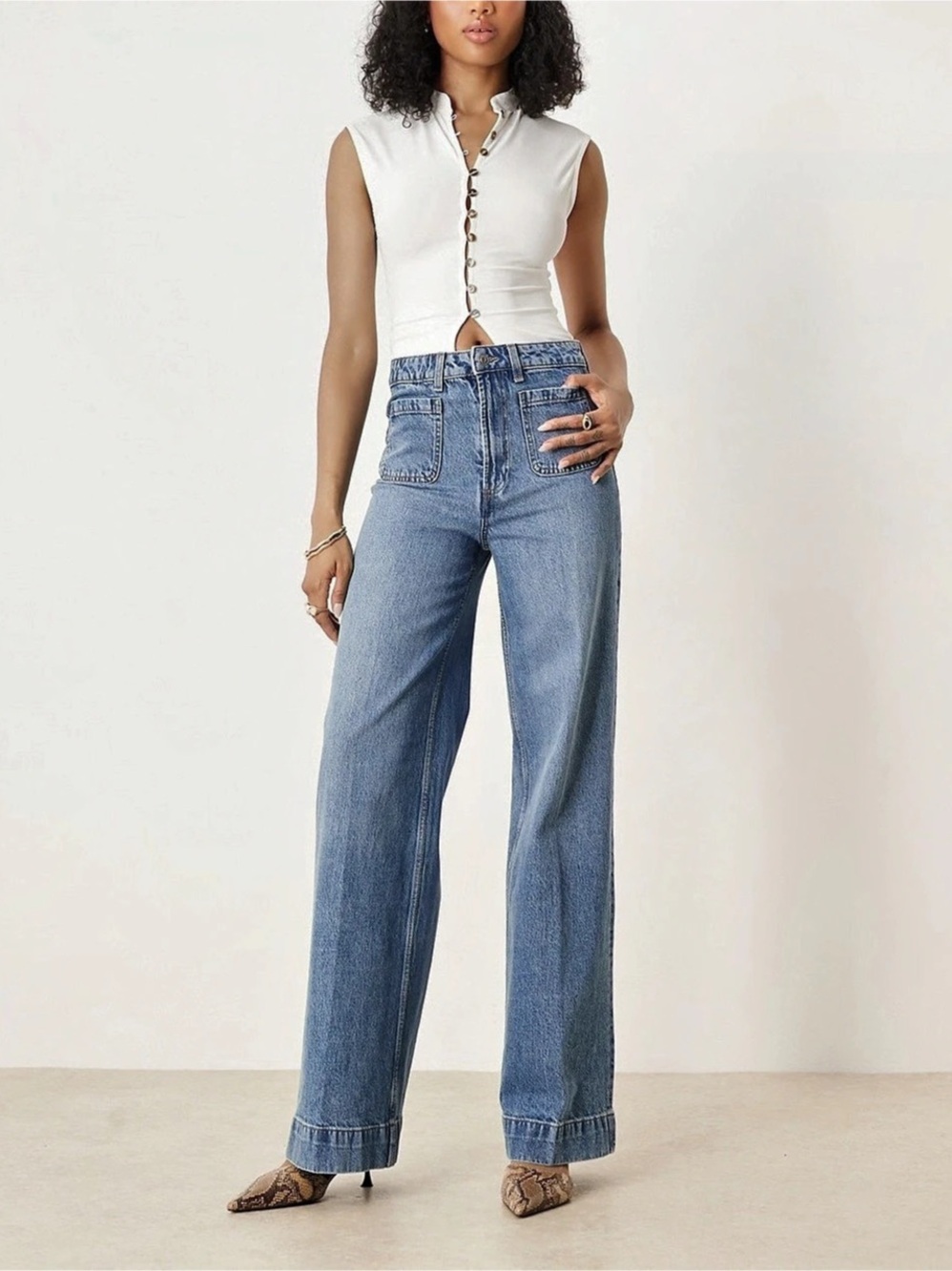 ASOS DESIGN Tall Wide Leg Jeans in Blue NWT